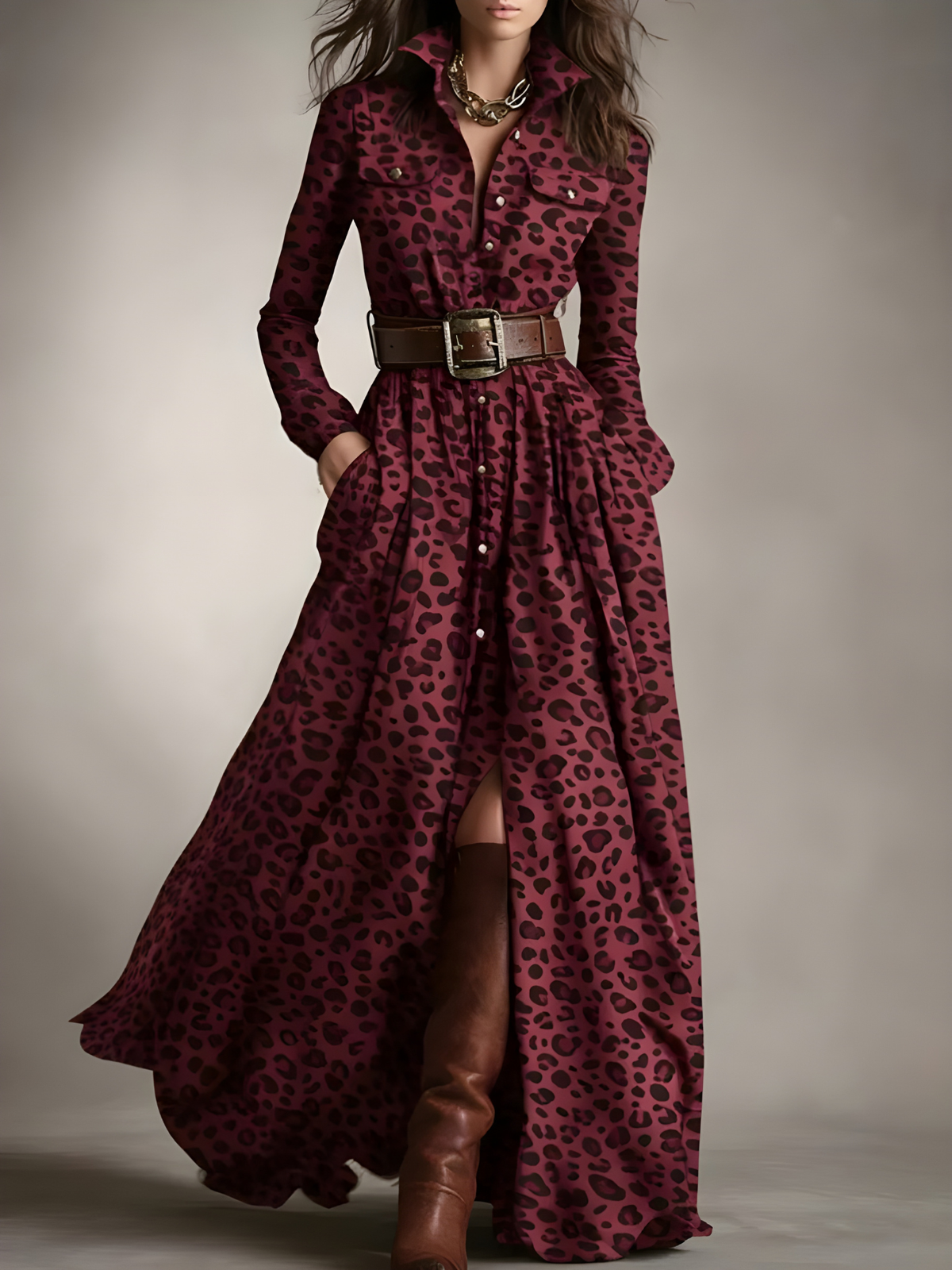 Elara | Plaid Button-Front Maxi Dress