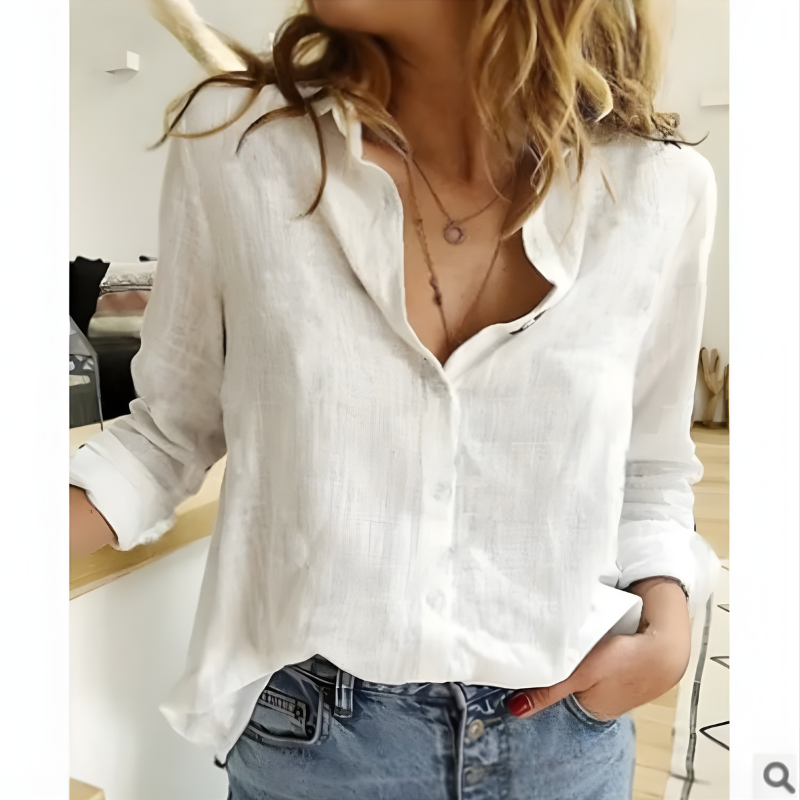 Leah | Cotton Long Sleeve Blouse