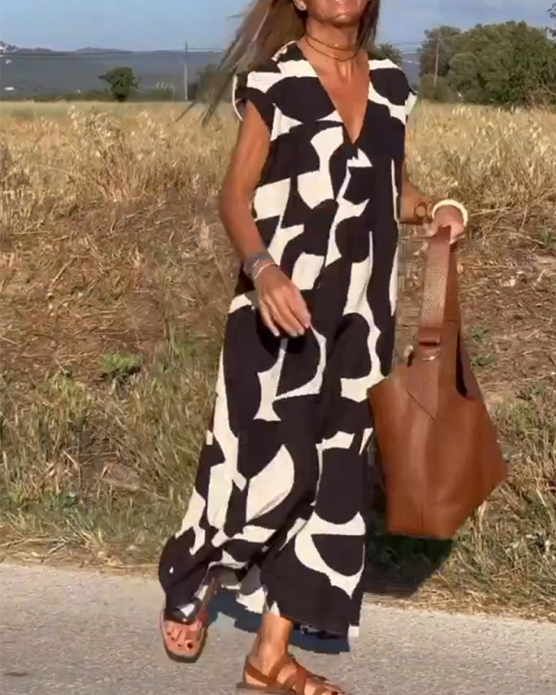 Victoria | V-Neck Printed Dress