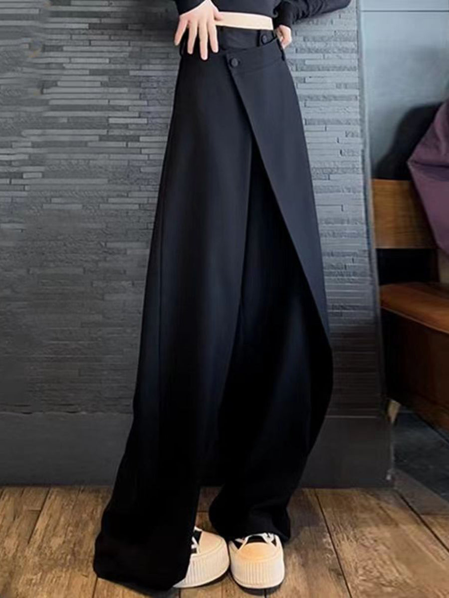 High-Waist Button-Detail Pants