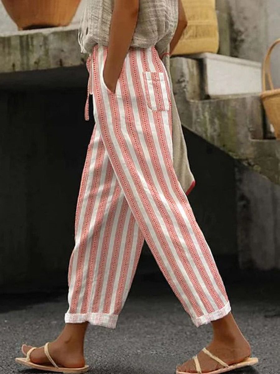 Printed High-Waist Plus Size Drawstring Pants