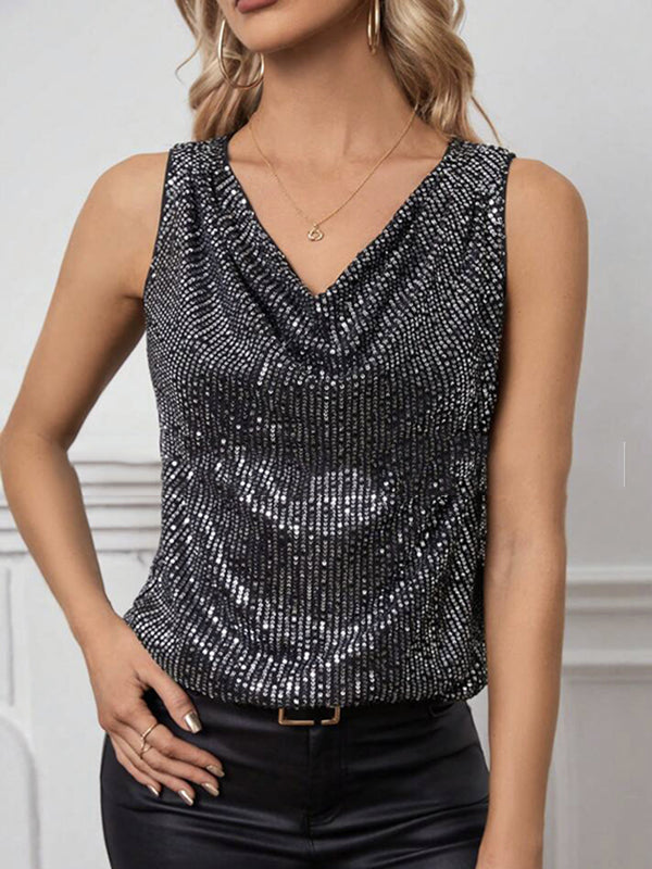 V-Neck Sleeveless Relaxed Vest