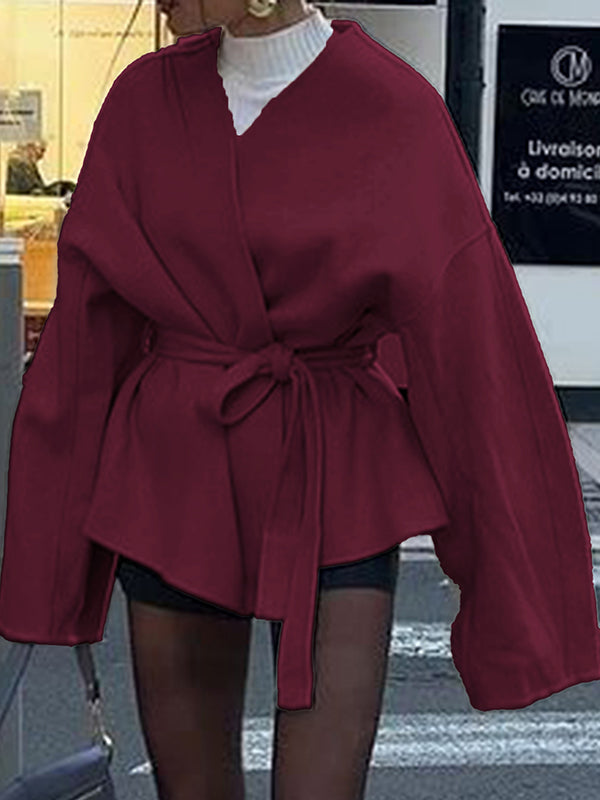 V-Neck Long-Sleeve Relaxed Jacket