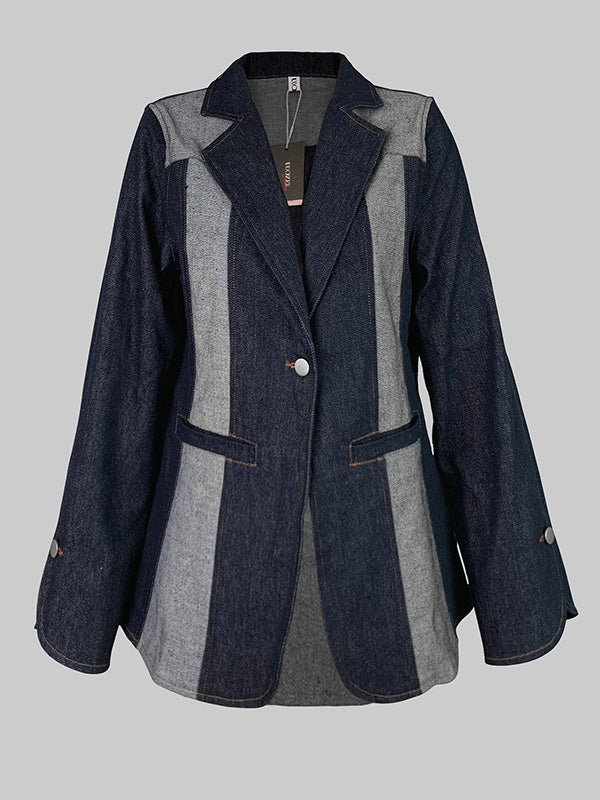 V-Neck Long-Sleeve Relaxed Contrast Jacket