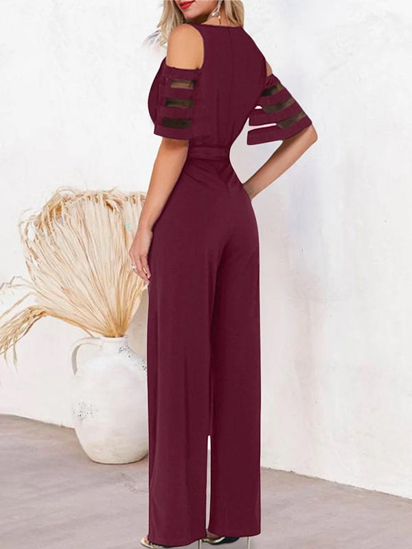 High-Waist V-Neck Cut-Out Relaxed Jumpsuit