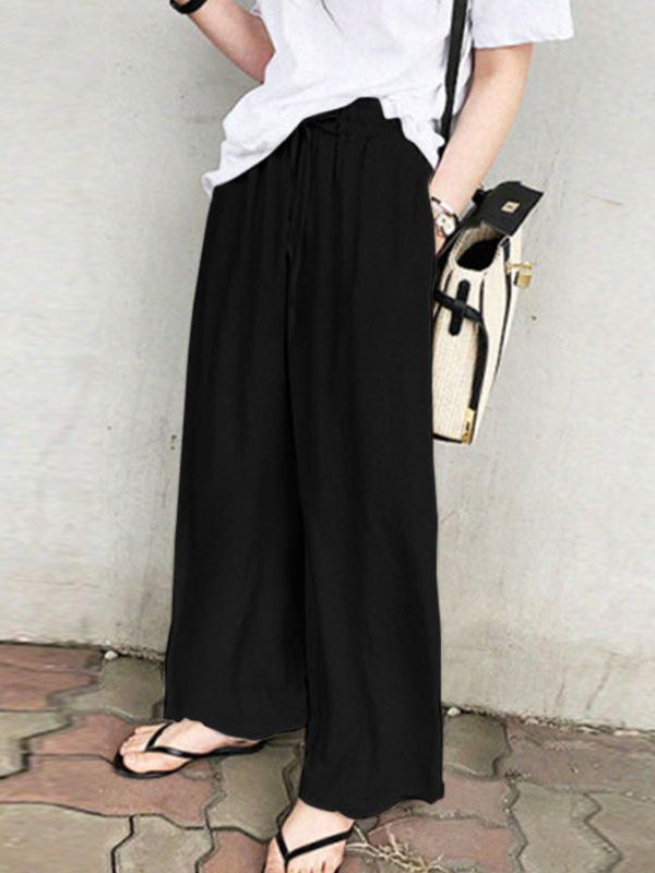 High-Waist Drawstring Pocket Relaxed Pants
