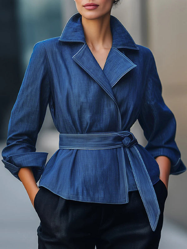 Notch-Collar Long-Sleeve Relaxed Jacket