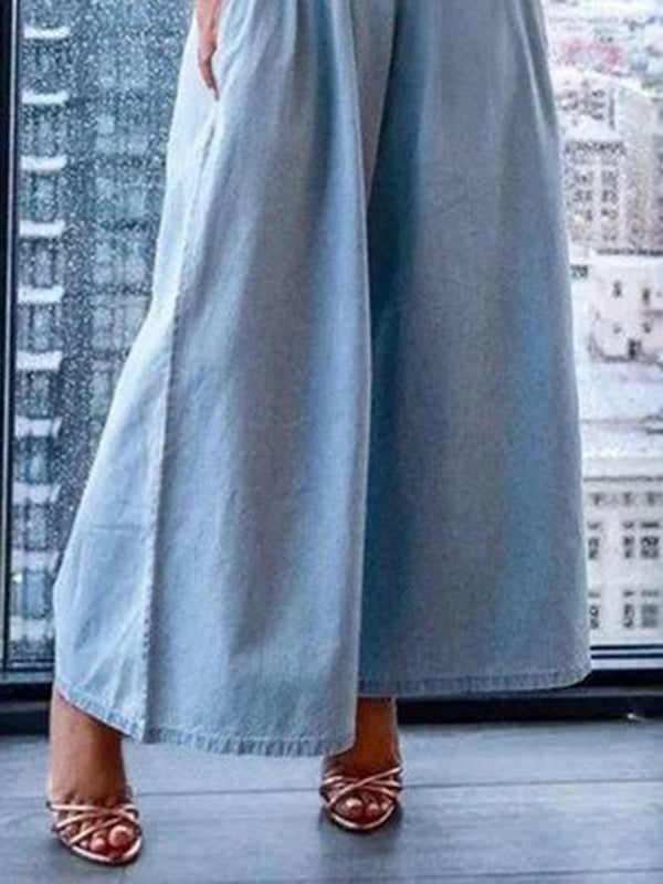 Pleated Short-Sleeve Relaxed Jumpsuit