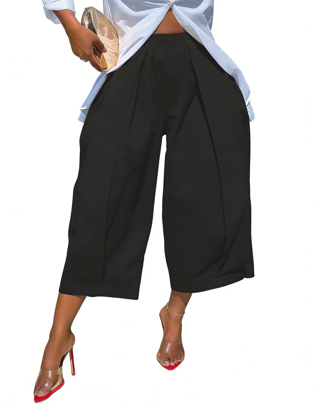 Wide-Leg Pleated Pocket Relaxed Pants