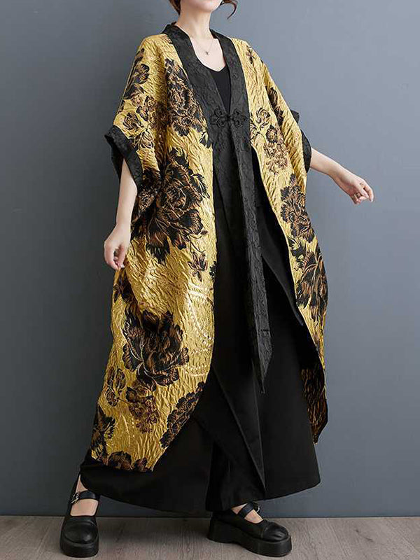 V-Neck Pleated Batwing Relaxed Jacket