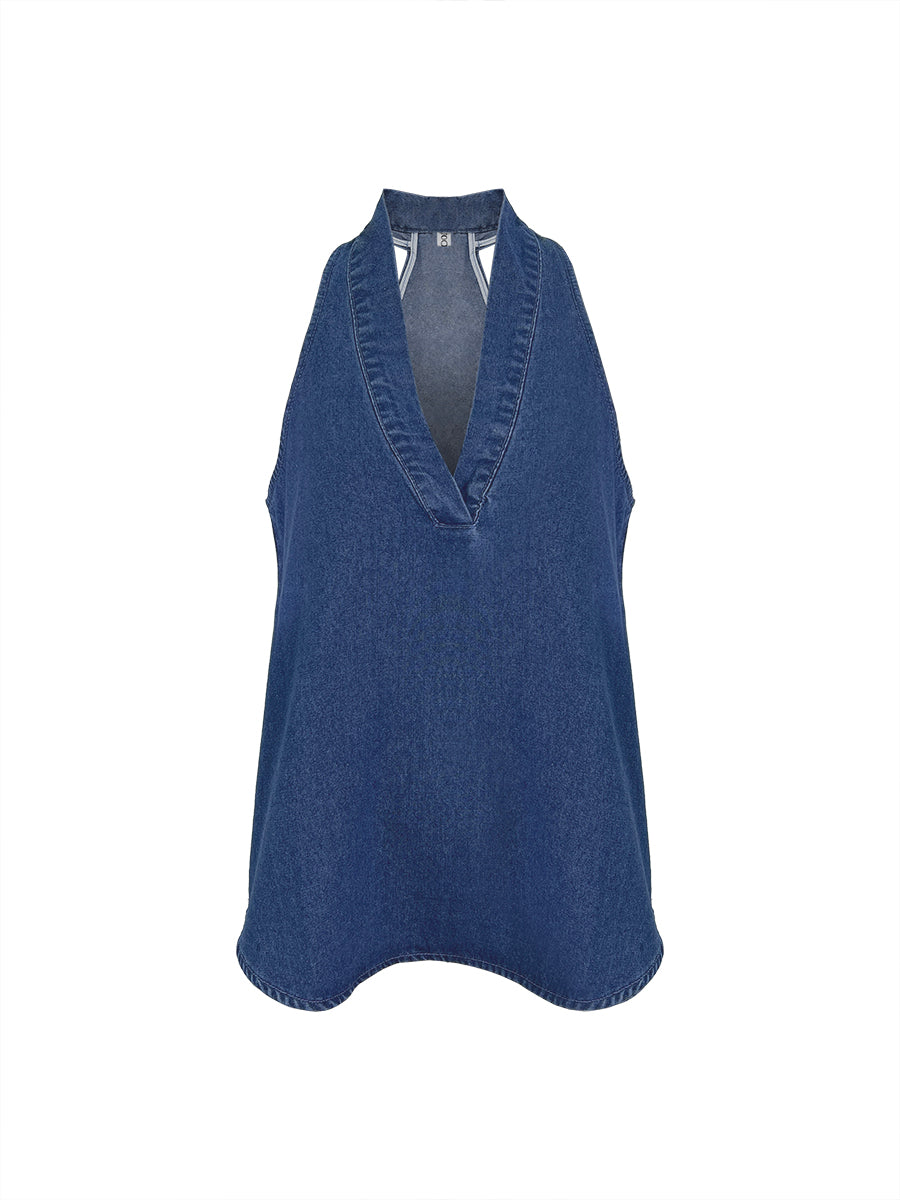 V-Neck Sleeveless Relaxed Vest