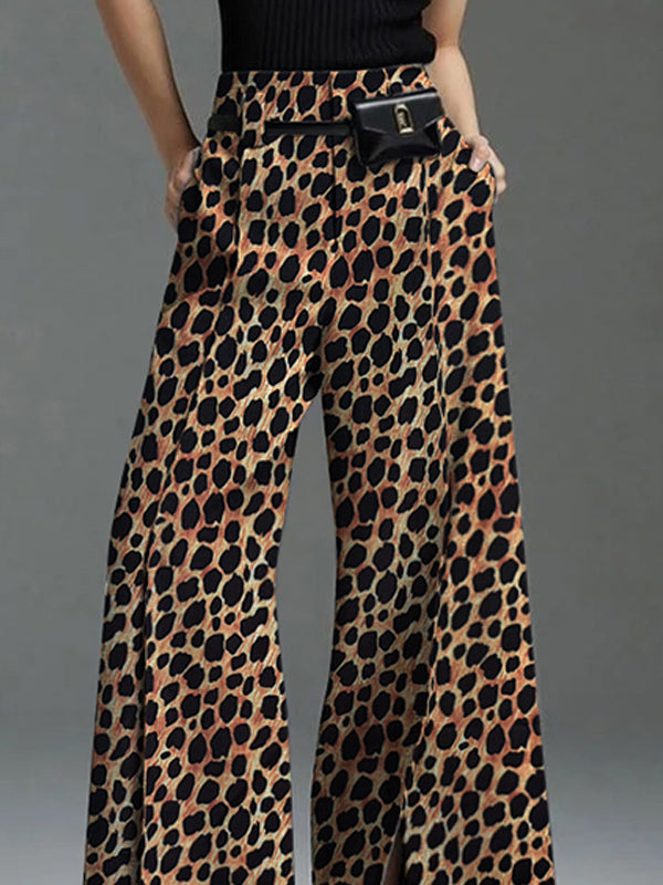 Leopard Print Wide-Leg Relaxed Pants