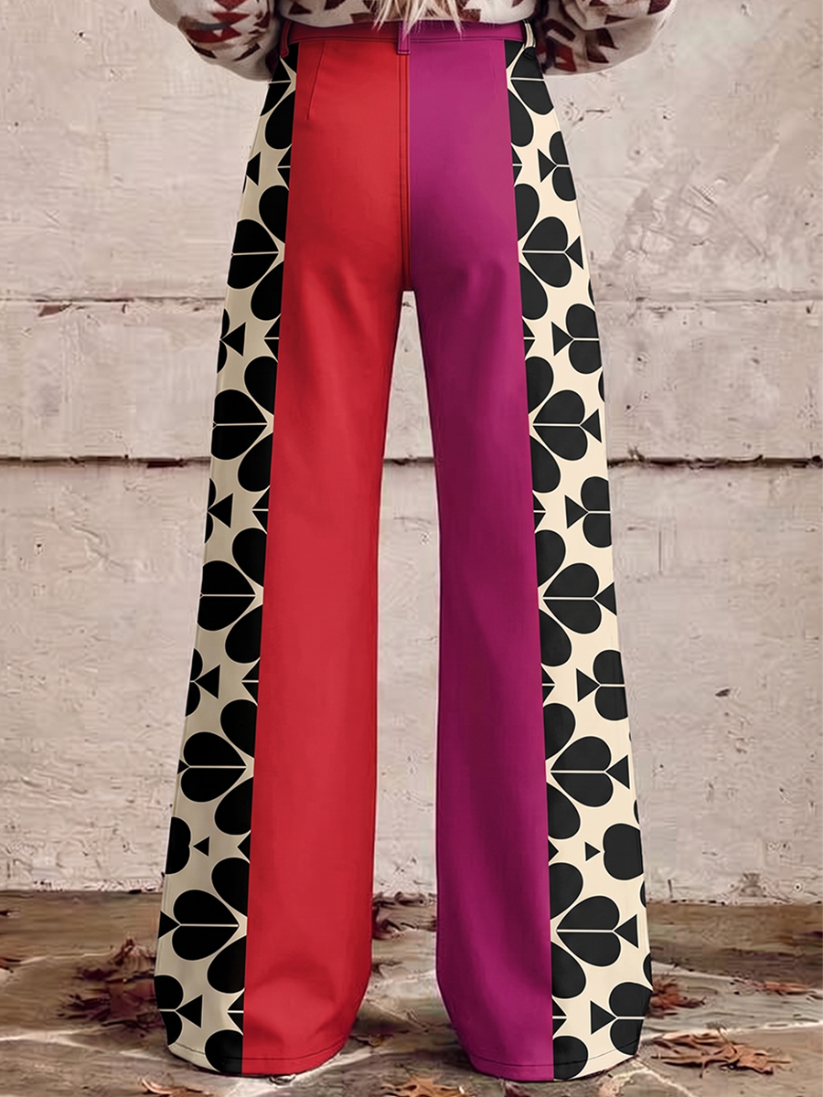 Printed Wide-Leg Plus Size Button-Detail Pants