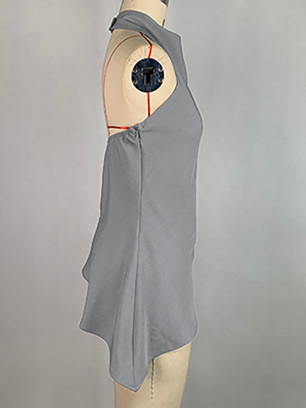 Stand-Collar Sleeveless Vest