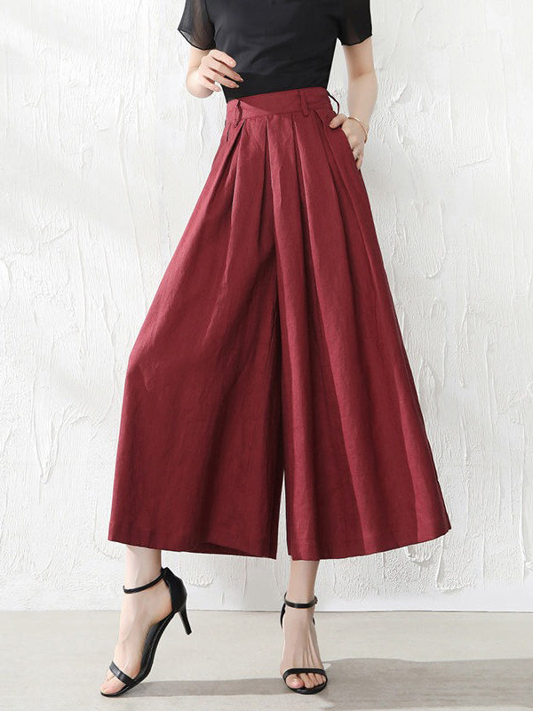 Cotton Wide-Leg Relaxed Pants