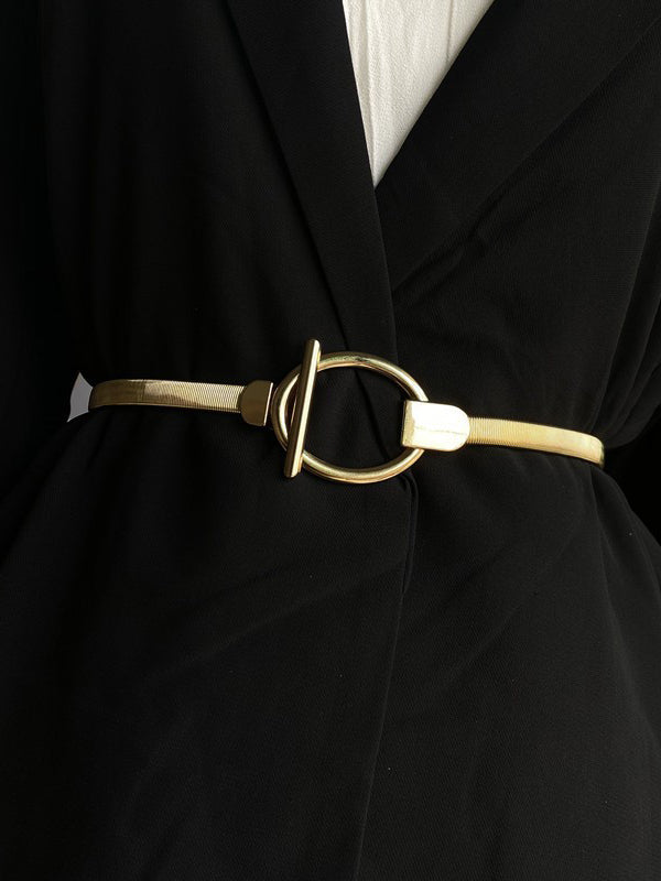 Pleated Buckle Geometric Belt