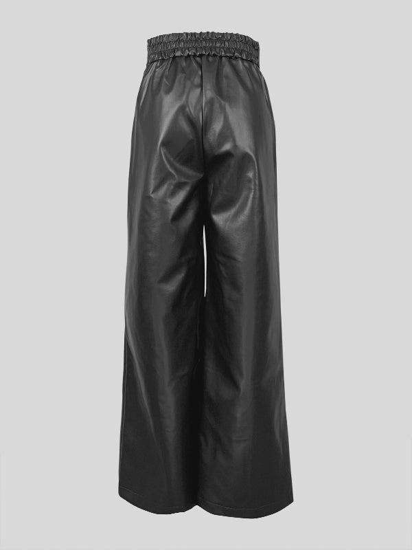 Wide-Leg Pleated Pocket Relaxed Pants