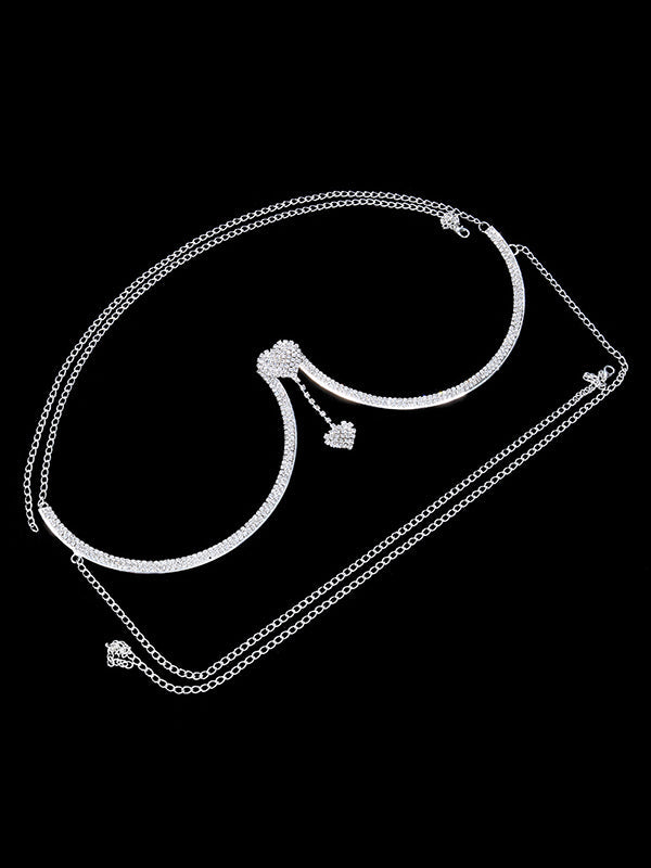 Rhinestone Heart Waist Chain
