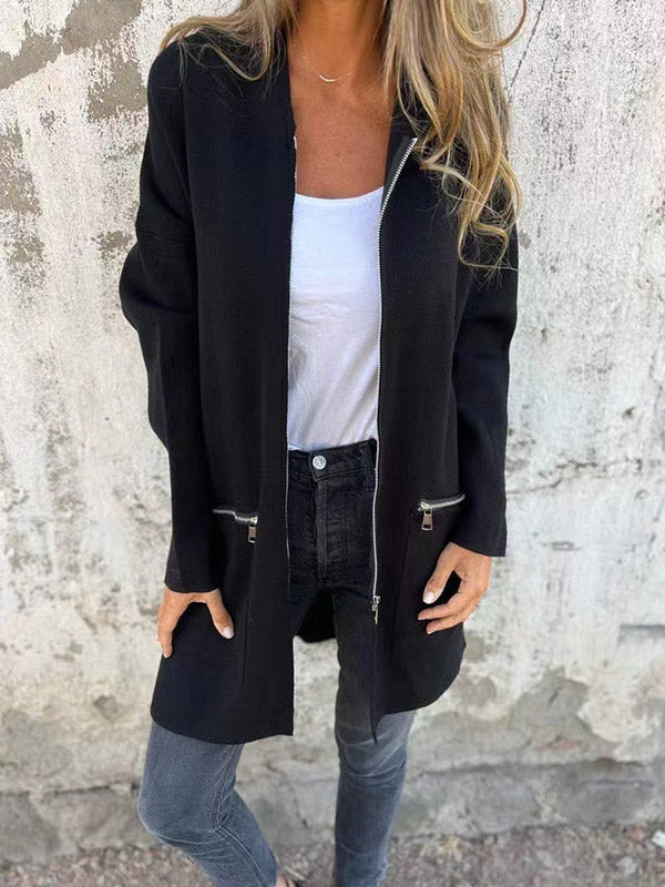 Hooded Zip Pocket Long-Sleeve Jacket
