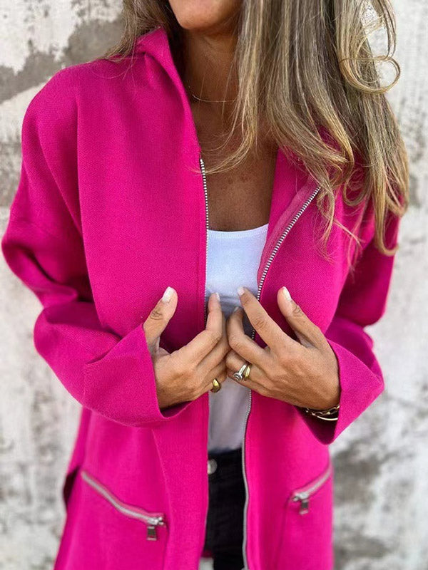 Hooded Zip Pocket Long-Sleeve Jacket