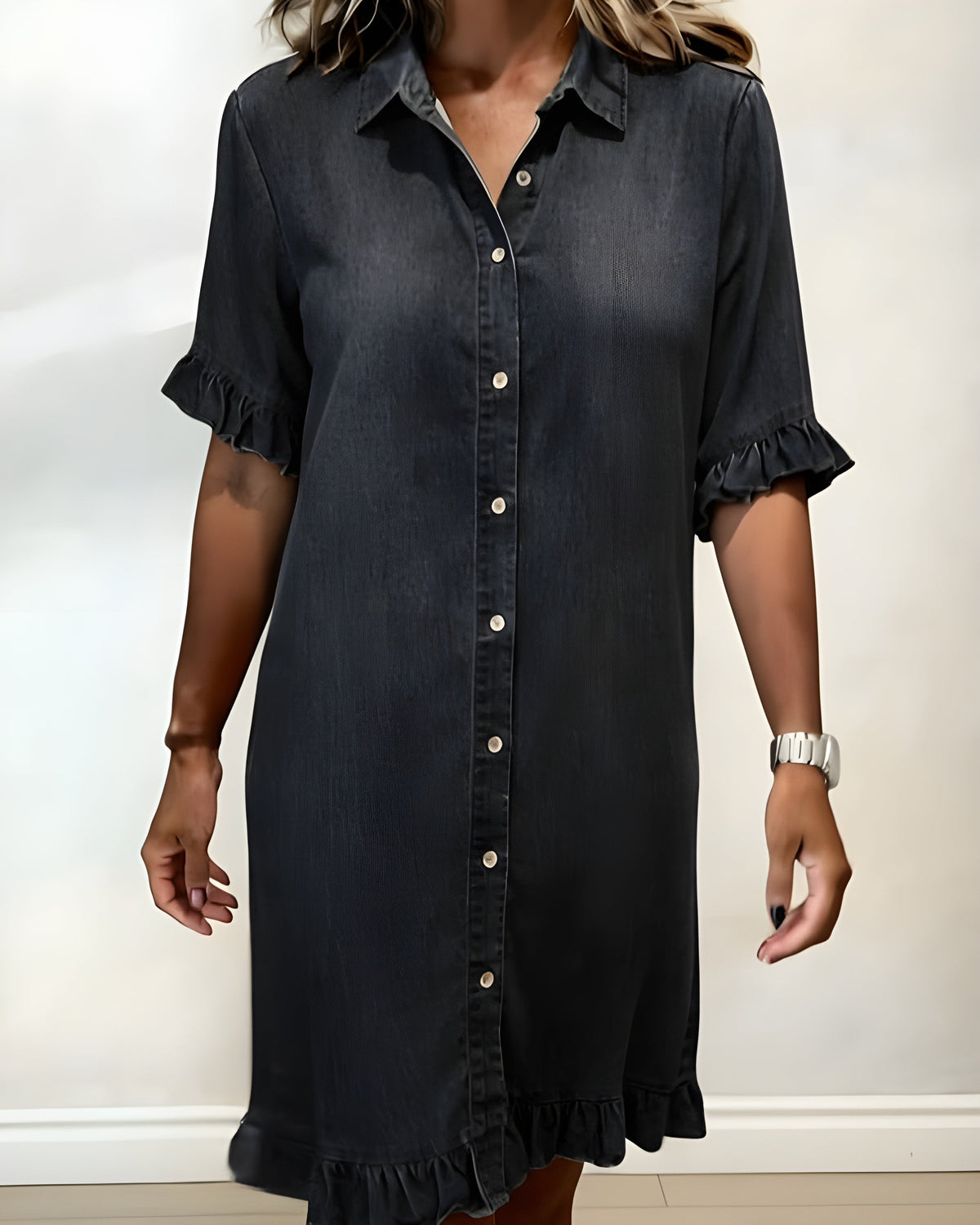 Katie | Effortlessly Ruched Denim Dress