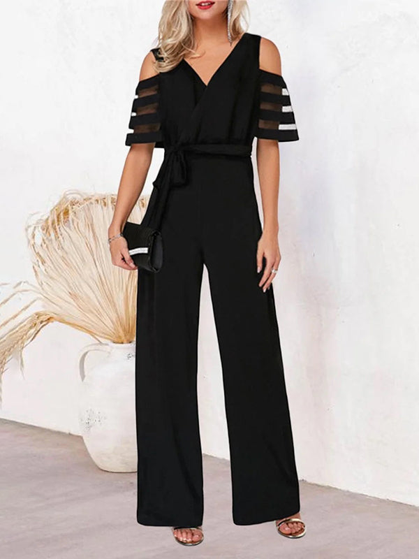 High-Waist V-Neck Cut-Out Relaxed Jumpsuit