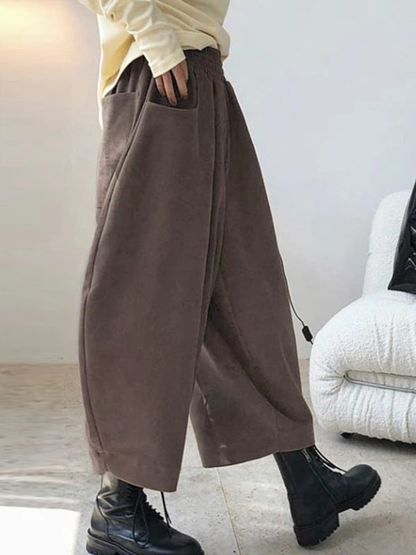 Wide-Leg Harem Elastic Pants