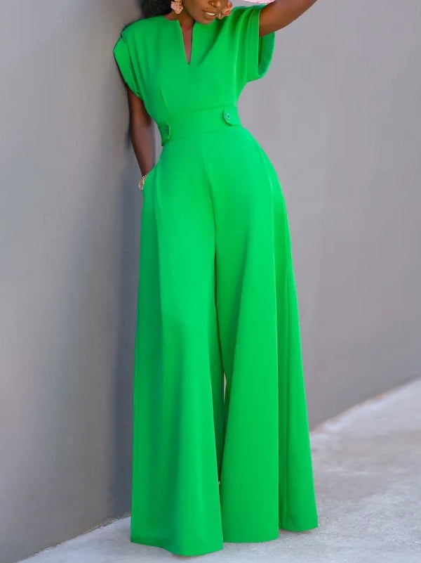 Wide-Leg Cap-Sleeve Jumpsuit