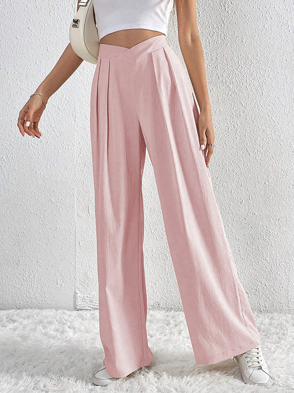 Wide-Leg Pleated Relaxed Pants