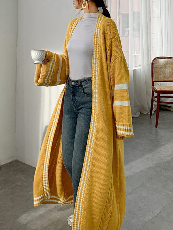 Striped Relaxed Contrast Cardigan