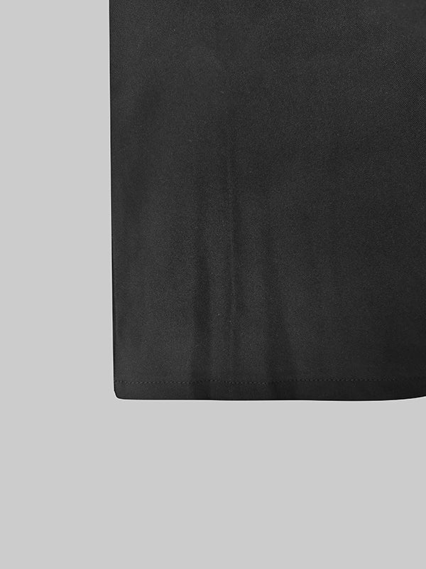 Notch-Collar Side-Split Long-Sleeve Jacket