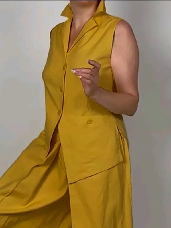 Button-Detail Sleeveless Vest