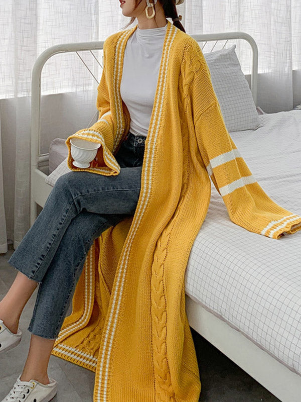 Striped Relaxed Contrast Cardigan