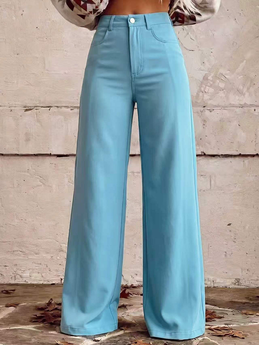 Printed High-Waist Plus Size Button-Detail Pants