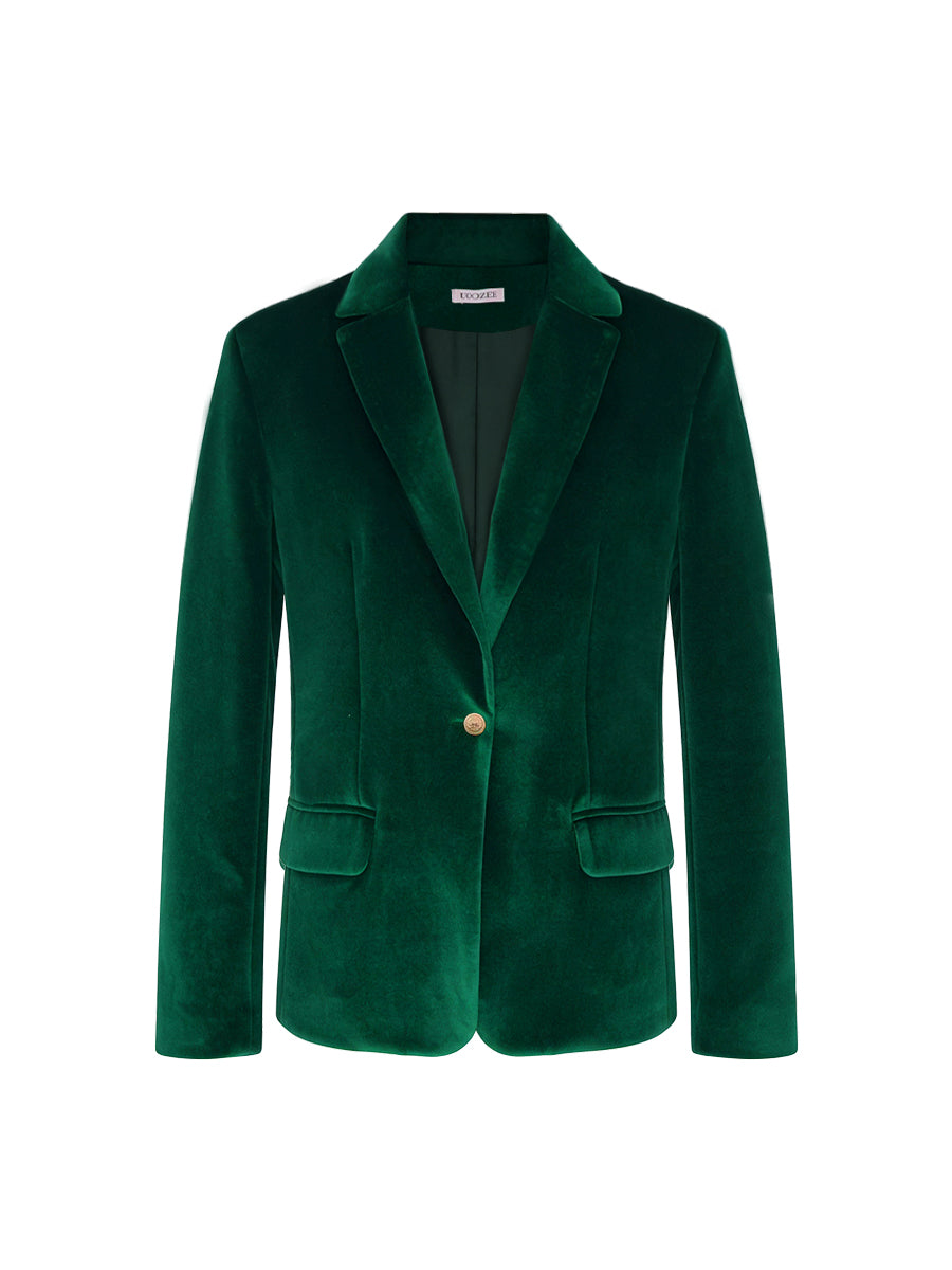 Notch-Collar Button-Detail Long-Sleeve Blazer