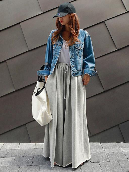 Wide-Leg Elastic Relaxed Pants