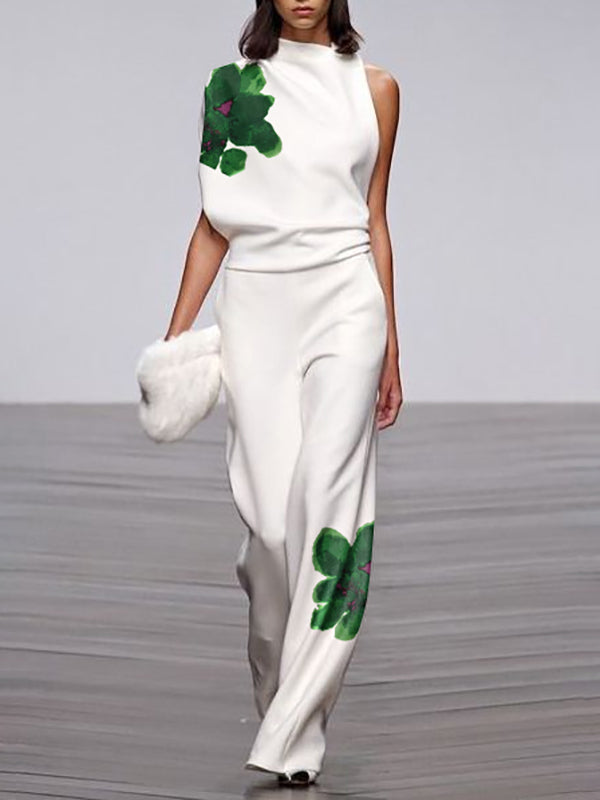 Floral Asymmetric Sleeveless Relaxed Vest
