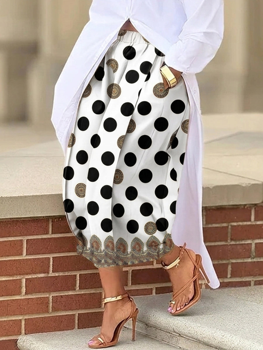 Printed Wide-Leg High-Waist Pocket Pants