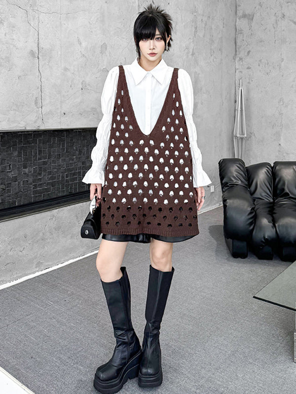 V-Neck Sleeveless Cut-Out Relaxed Vest
