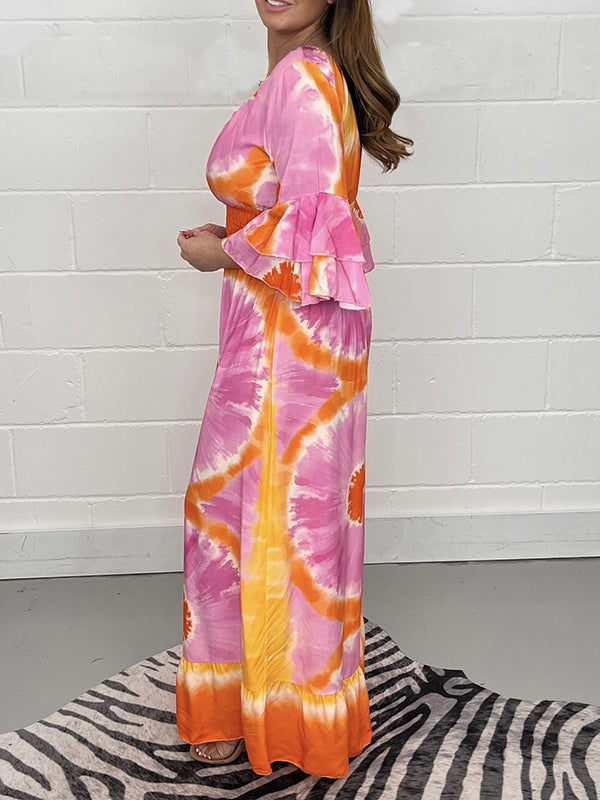 Printed V-Neck Relaxed Jumpsuit
