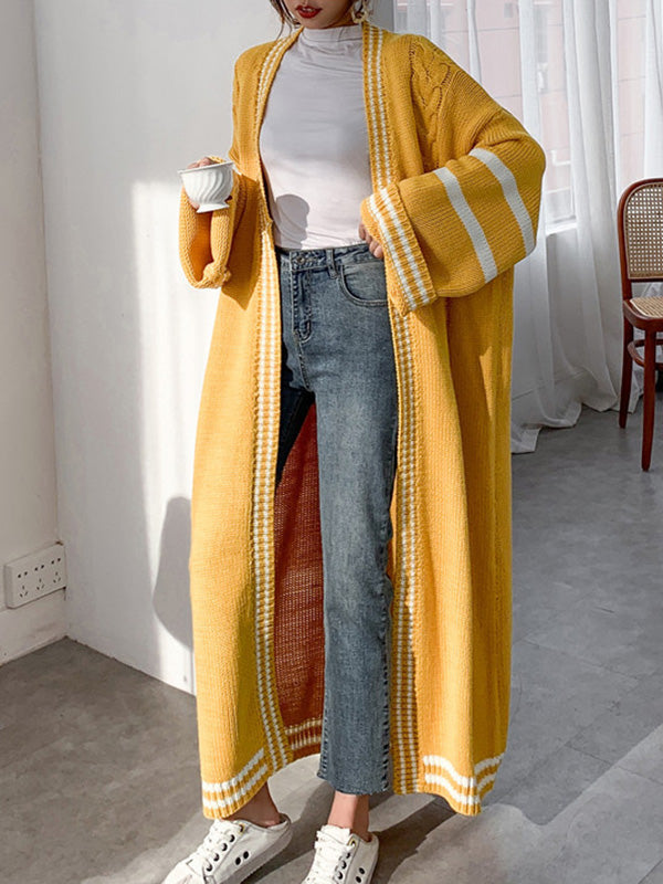 Striped Relaxed Contrast Cardigan
