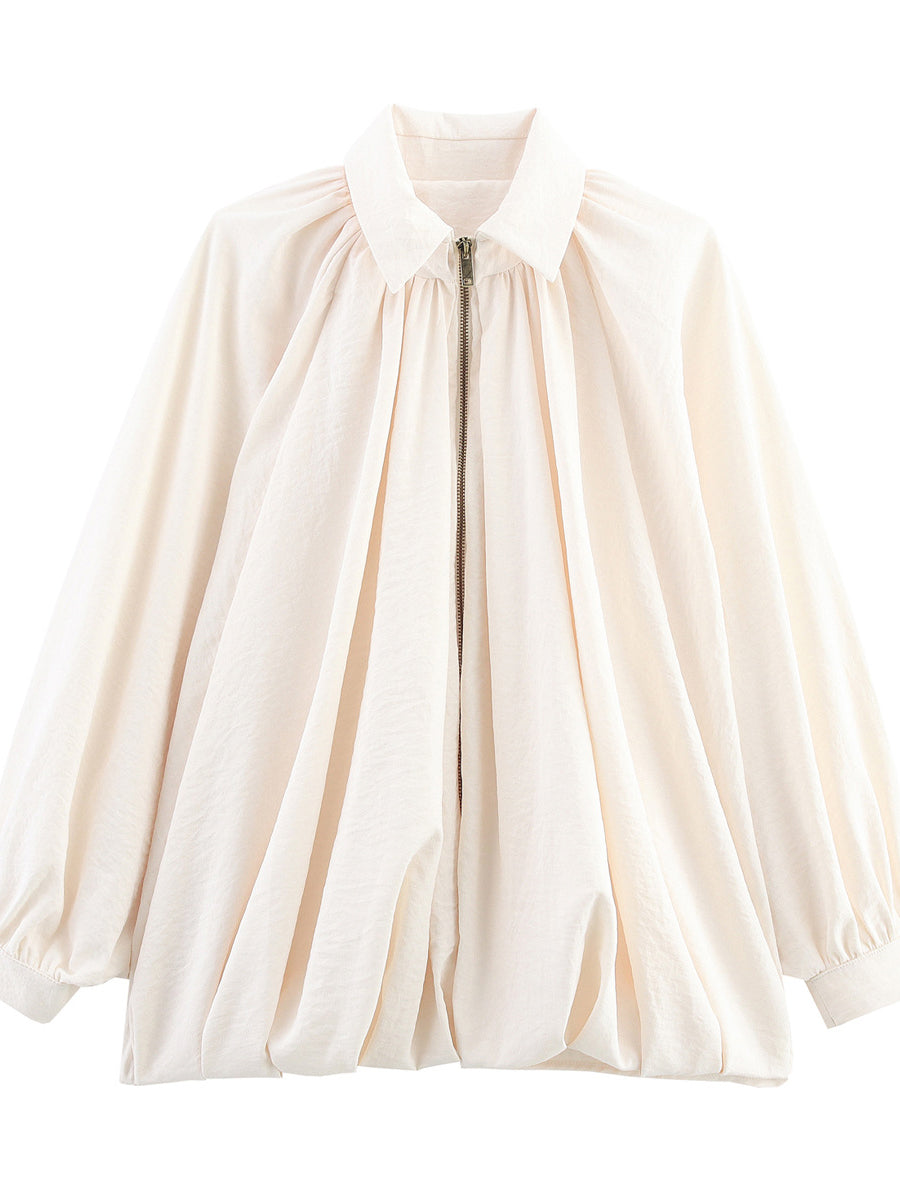 Pleated Zip Relaxed Jacket