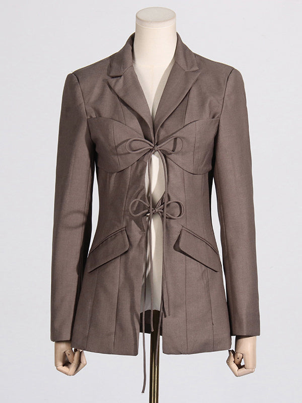 Notch-Collar Pocket Long-Sleeve Relaxed Blazer