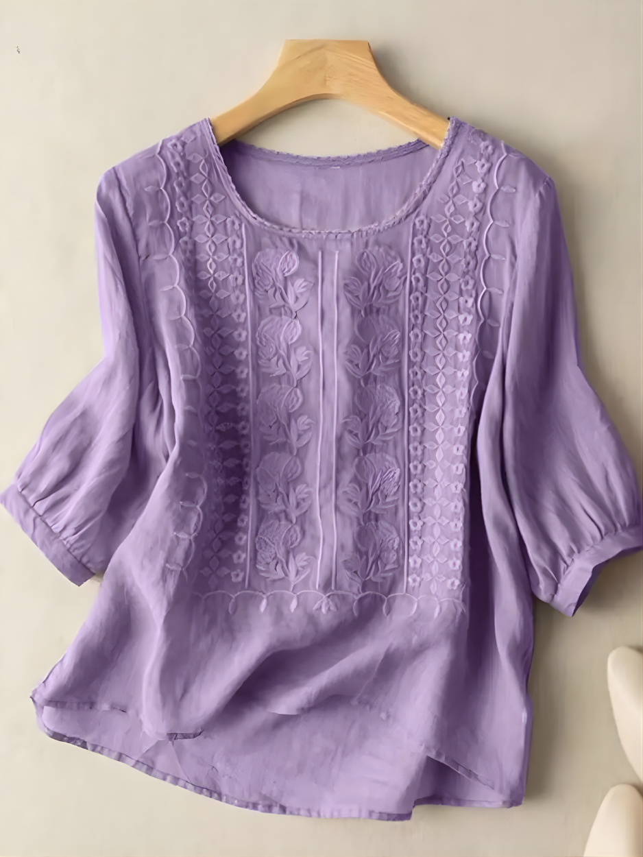 Violet | Embroidered Boho Blouse