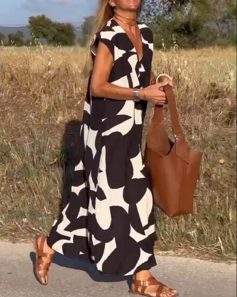 Victoria | V-Neck Printed Dress