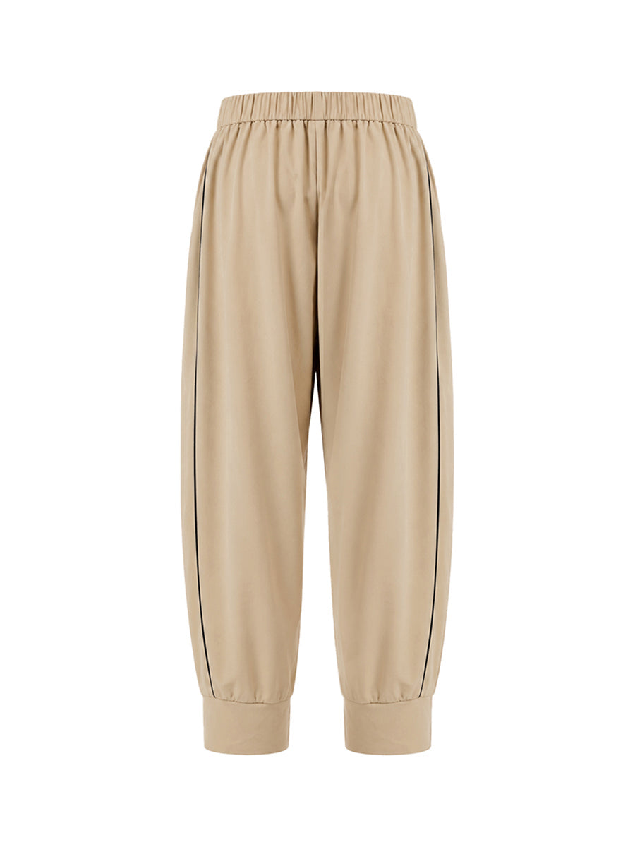 Wide-Leg Cropped Button-Detail Pocket Pants