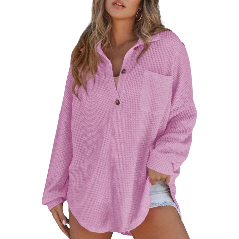 Nova | Lightweight Button V Neck Tunic Blouse