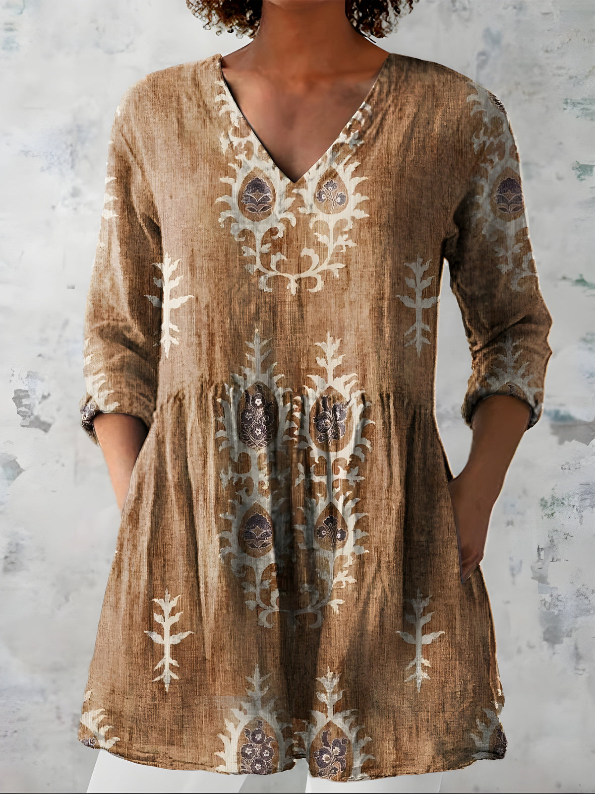 Everly | Long V-Neck Blouse