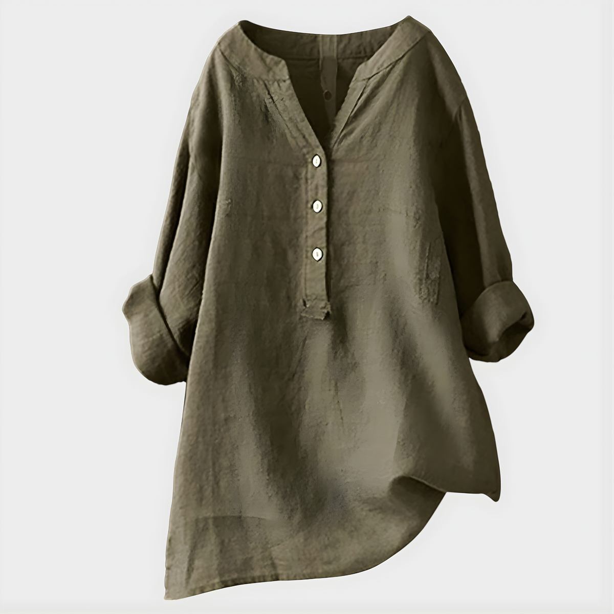 Veronique | Cotton-Linen V-Neck Blouse