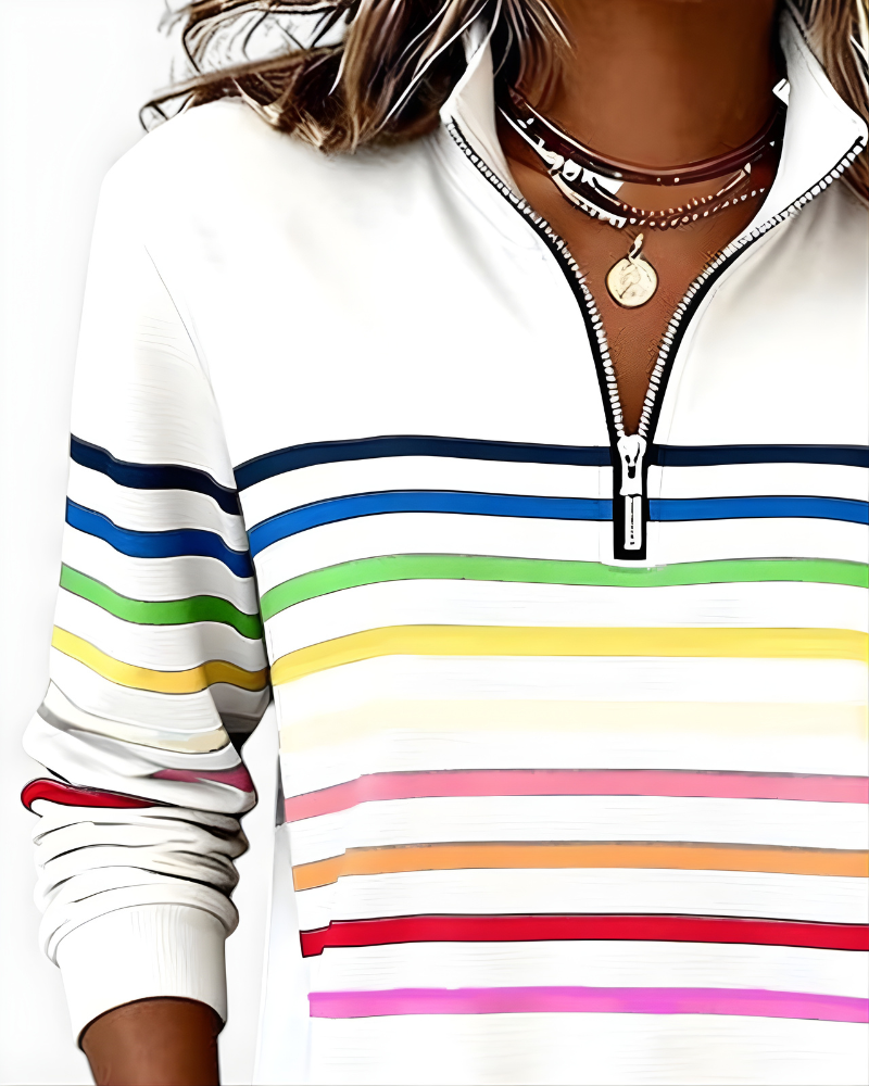 Raina | Striped Zip Hoodie